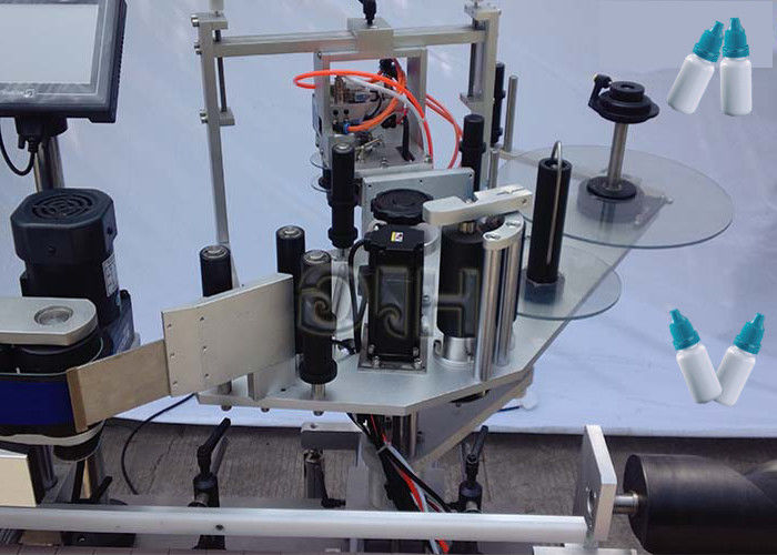 סין צלעות עליונות / תחתונות אנכית מכונת תיוג בקבוקים עגולה עם ספק אוטומטי